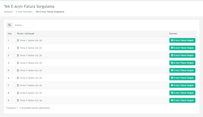 E-Arşiv Kesilen Faturalar