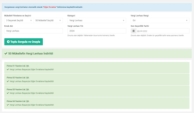 Toplu Vergi Levhası Sorgulama Onaylama